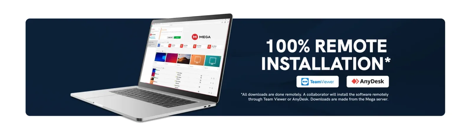 100% remote installation through TeamViewer or AnyDesk