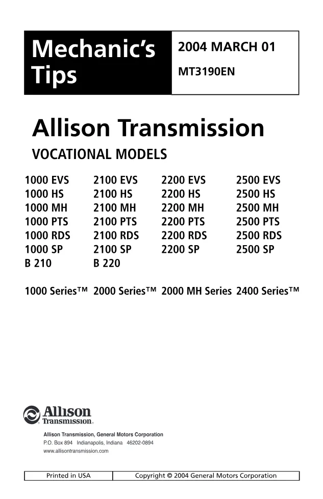 1000 2000 Mechanic Chung Tips — MT3190EN — PDF, 58 Pages - preview page 2 of 3