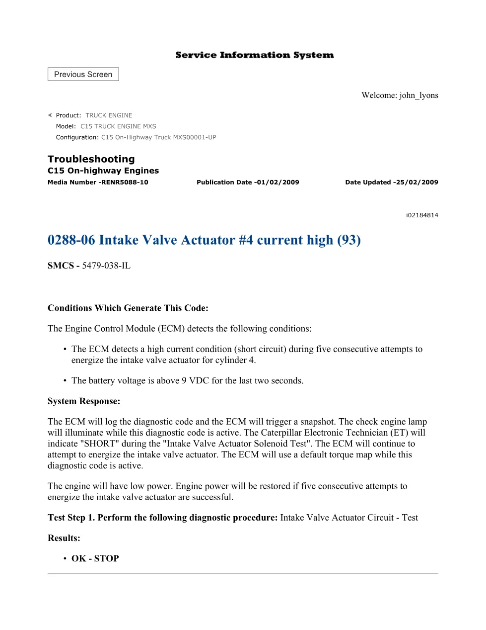 12 pages DTCs Actuator Troubleshooting — RENR5088-10 - preview page 1 of 3