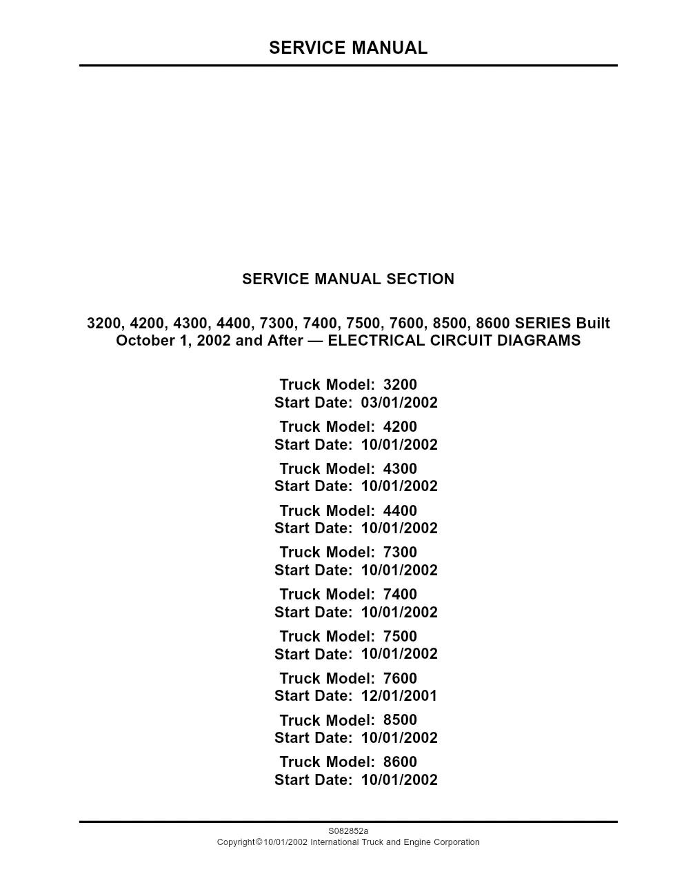3200 wiring diagrams — International 3200–8600 Electrical Circuit - preview page 1 of 2