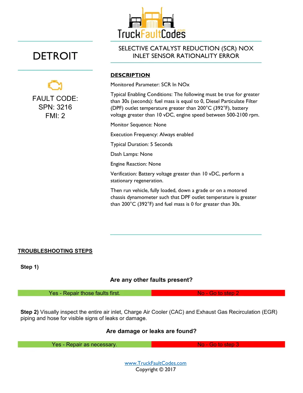 3216 FMI 2 GHG14 – Detroit DD Series SCR NOx Inlet Sensor – Guide - preview page 1 of 3
