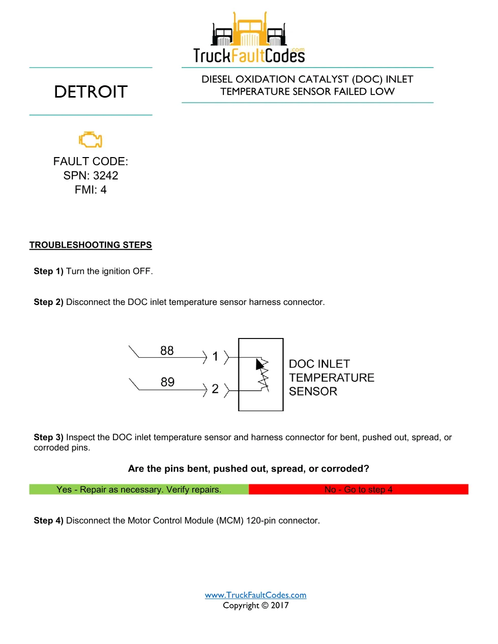 3242 FMI 4 EPA07 — DOC Inlet Temperature Sensor Failed Low - preview page 1 of 2