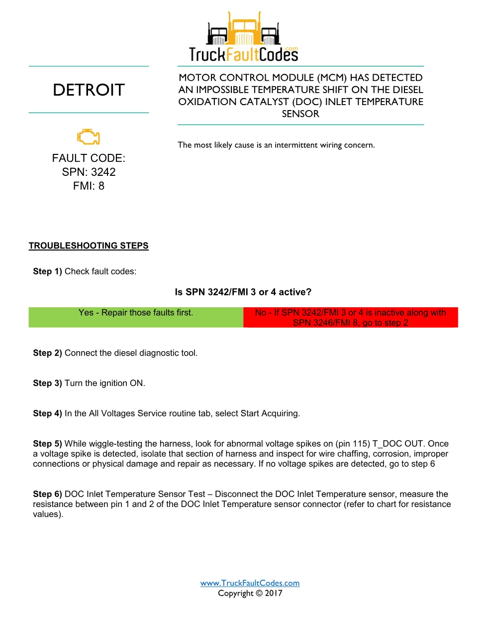 3242 FMI 8 DTCs — Detroit DD Series DOC inlet temperature – Guide - preview page 1 of 3