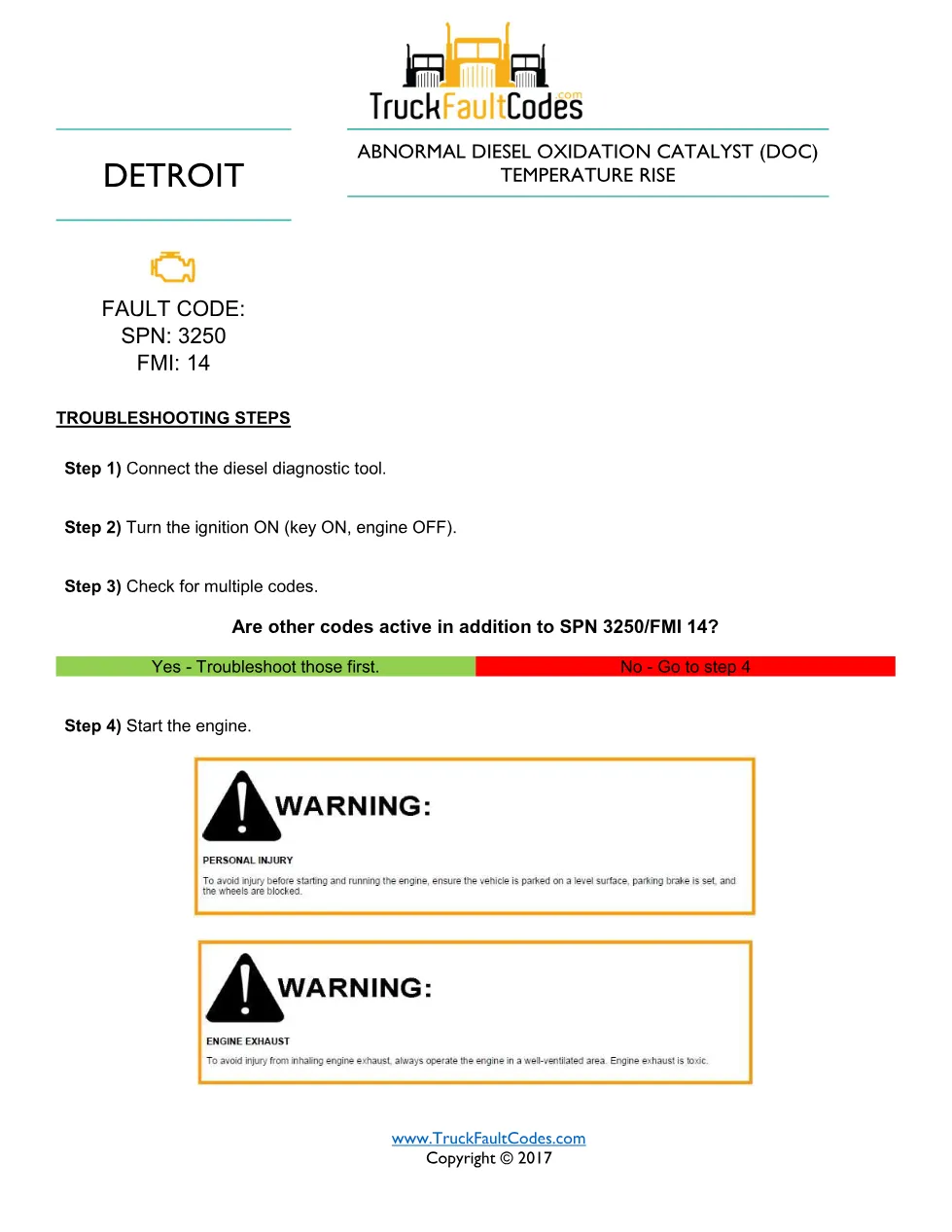 3250 FMI 14 EPA07 — Detroit DD Series DOC Temperature Rise Fault - preview page 1 of 6