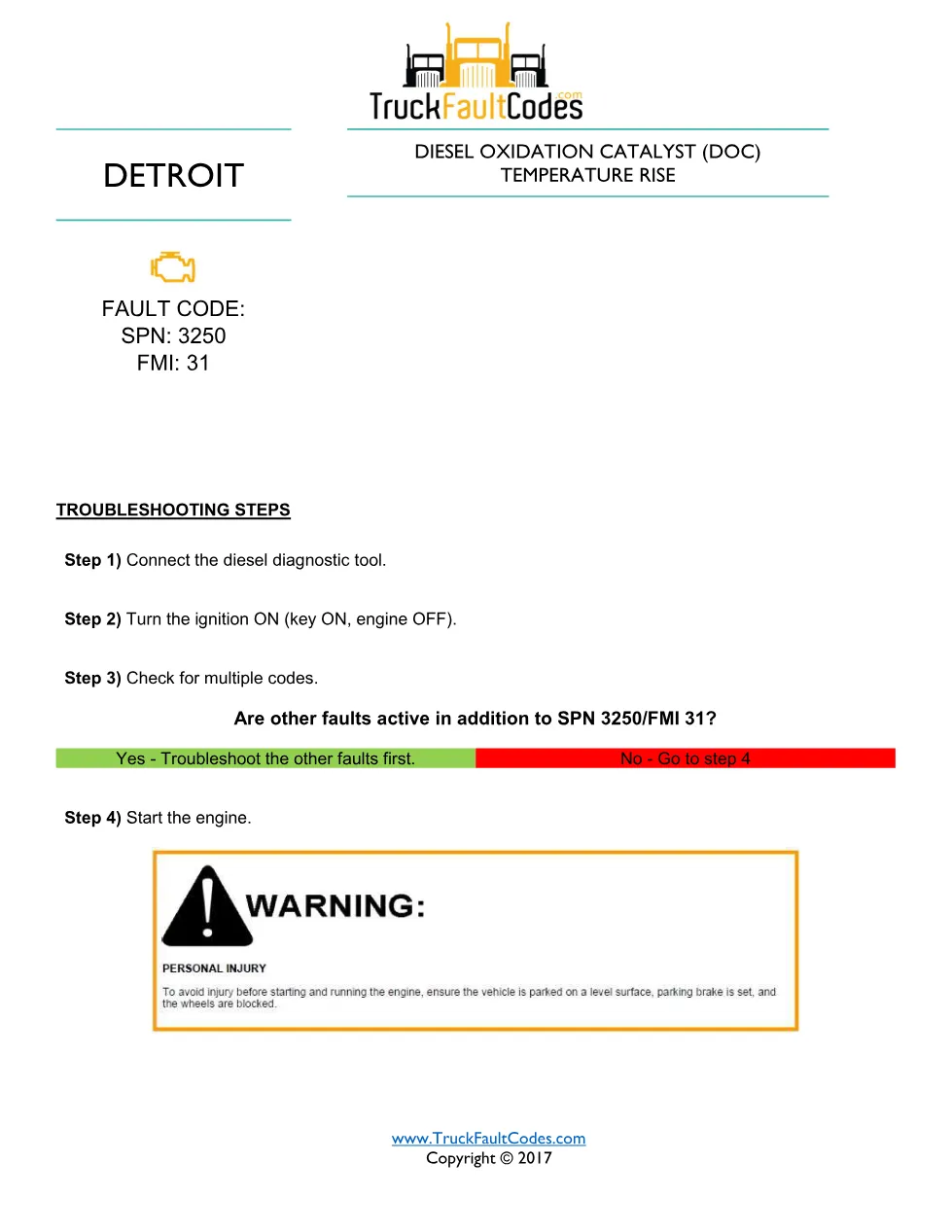 3250 FMI 31 EPA07 — Detroit DD Series DOC Temperature Rise Fault - preview page 1 of 6