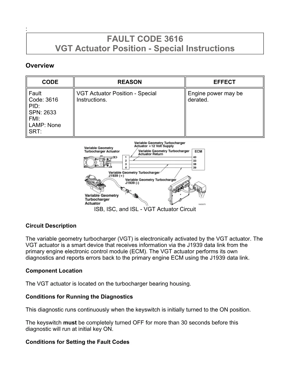 actuator fault DTCs document — Fault Code 3616 — PDF, 2 - preview page 1 of 2