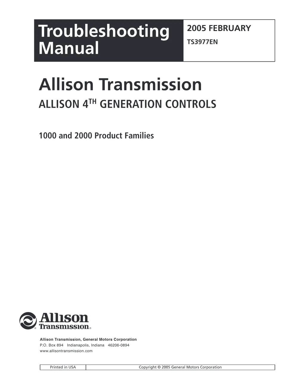 Allison 1000 2000 Troubleshooting Manual — TS3977EN — PDF, 603 - preview page 2 of 3