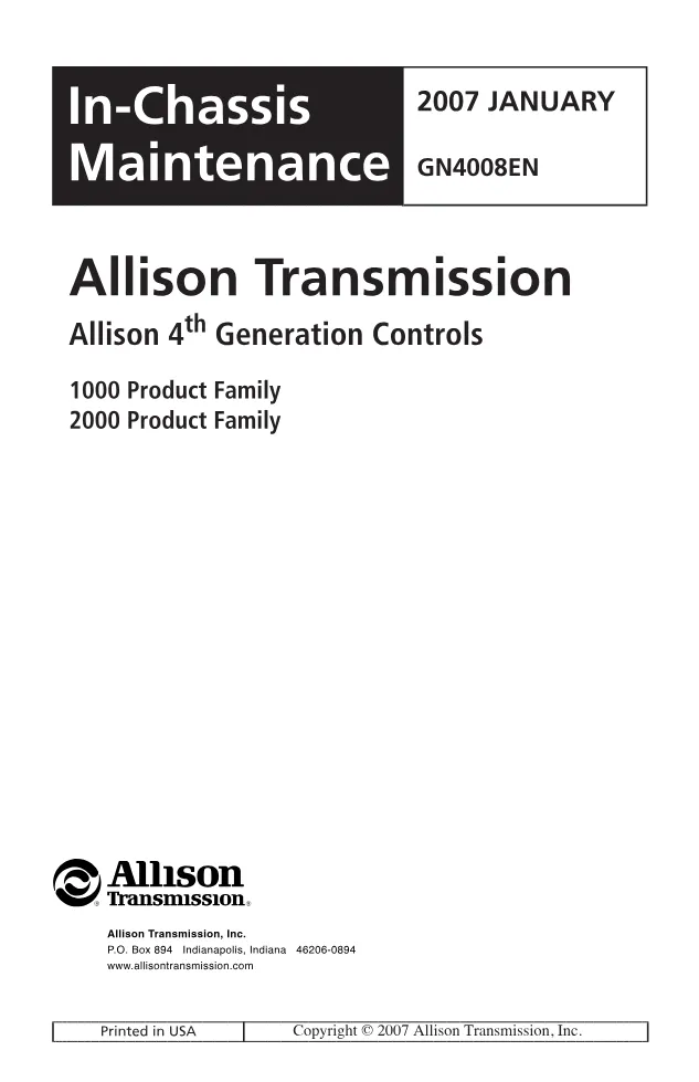 Allison 4th Generation Controls In-Chassis Maintenance Manual - preview page 2 of 3