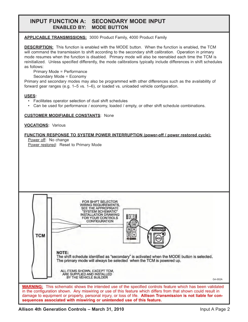 Allison 4th Generation IO — Input Output Configurations Reference - preview page 2 of 3