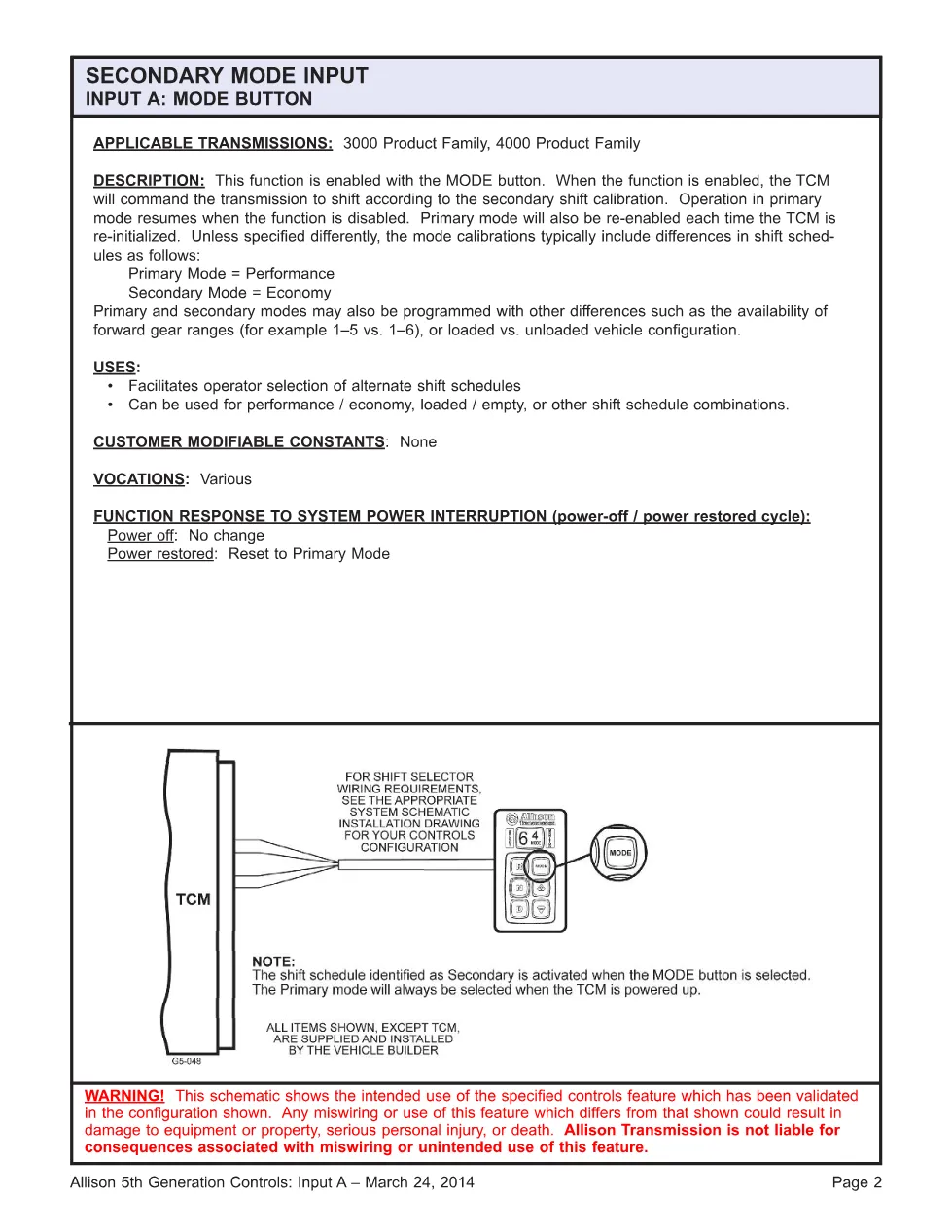 Allison 5th Generation IO — Input and Output Configurations - preview page 2 of 3