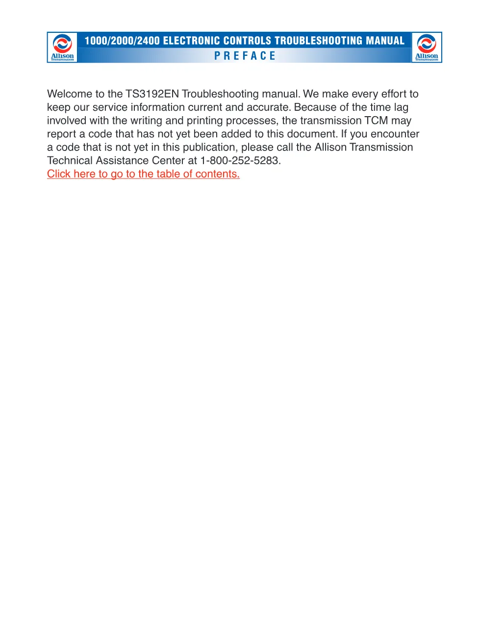 Allison electronic controls troubleshooting manual — TS3192EN - preview page 1 of 3
