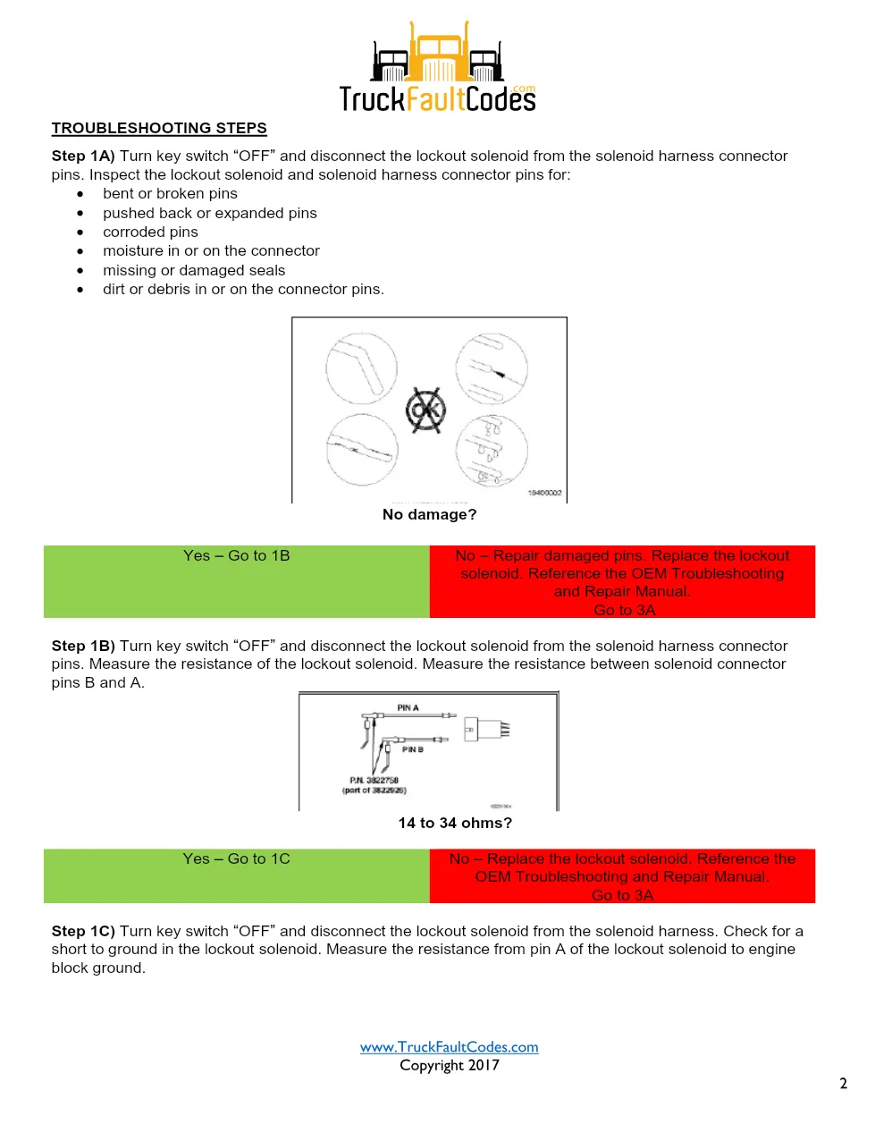 Autoshift low gear actuator — Cummins Fault Code 536 (S040, FMI - preview page 2 of 6