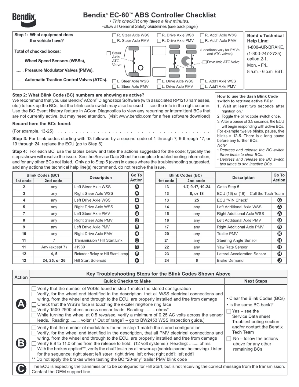 Bendix EC-60 ABS Diagnostics — Quick Checklist BW2832 — PDF, 2 - preview page 1 of 2