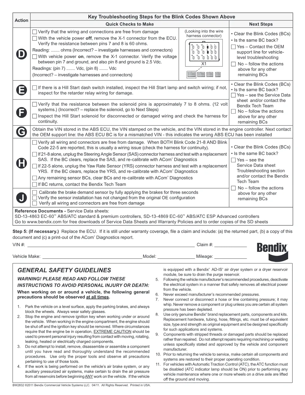 Bendix EC-60 ABS Diagnostics — Quick Checklist BW2832 — PDF, 2 - page 2 is available after signing in
