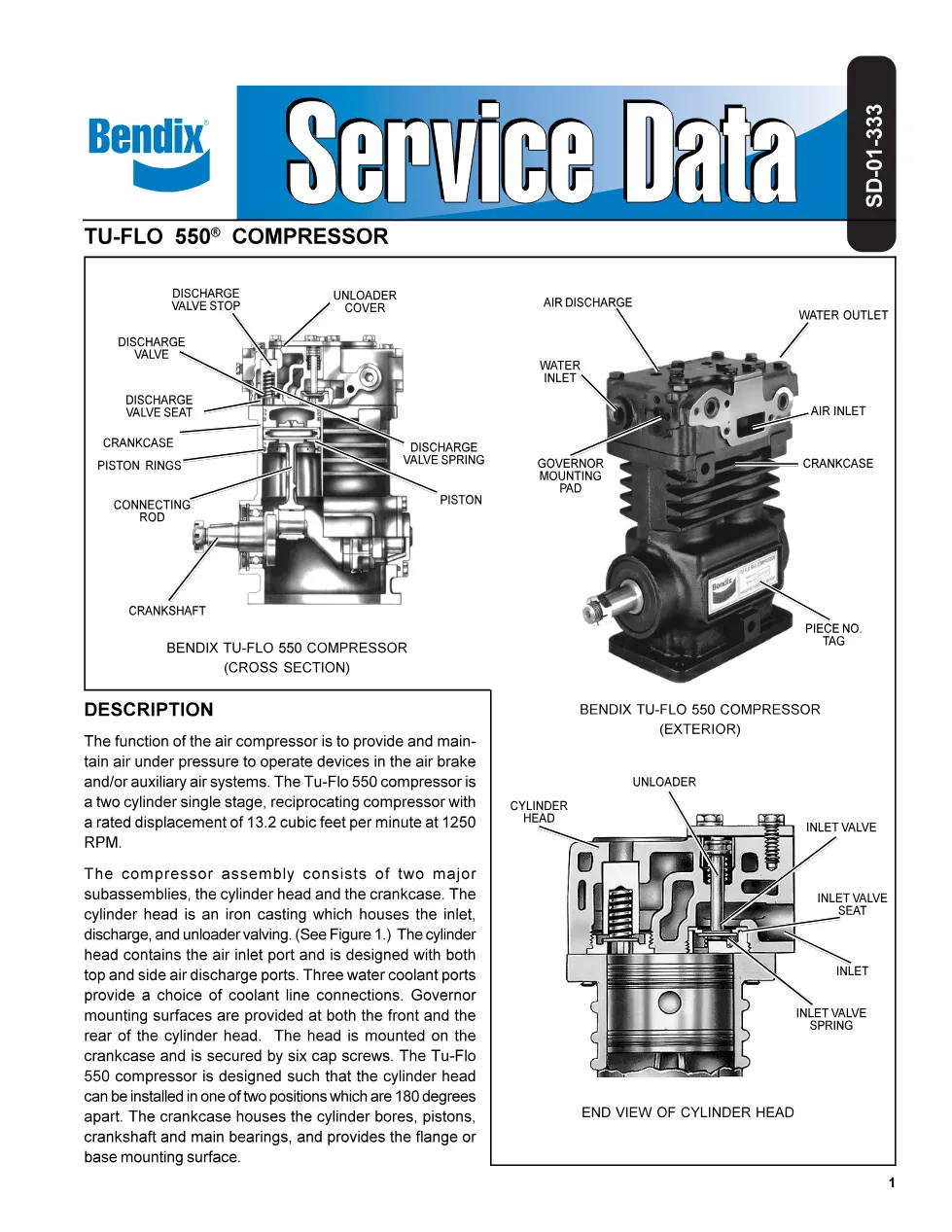 Bendix TU-FLO 550 Compressor Service Manual – PDF, 20 Pages - preview page 1 of 3