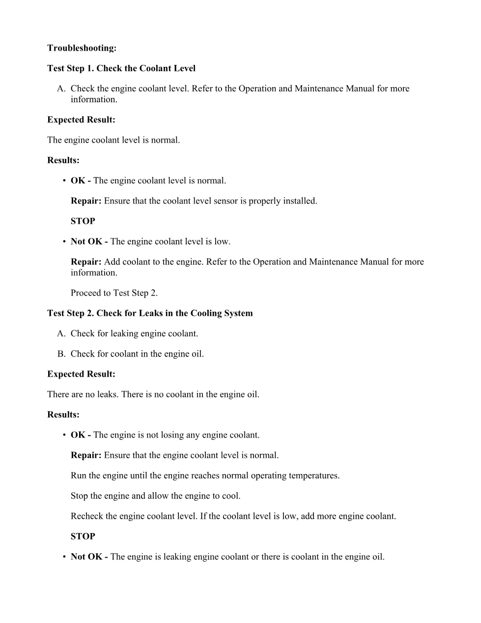 C15 coolant warning DTCs — Troubleshooting Guide RENR5088-10 - preview page 2 of 3