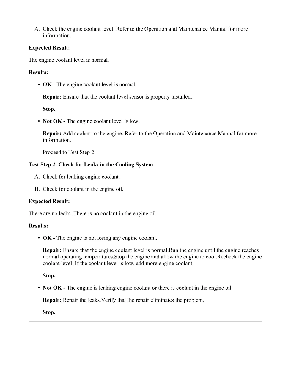 CAT 0111-11 Coolant Level Troubleshooting Guide — RENR1328-08 - page 2 is available after signing in