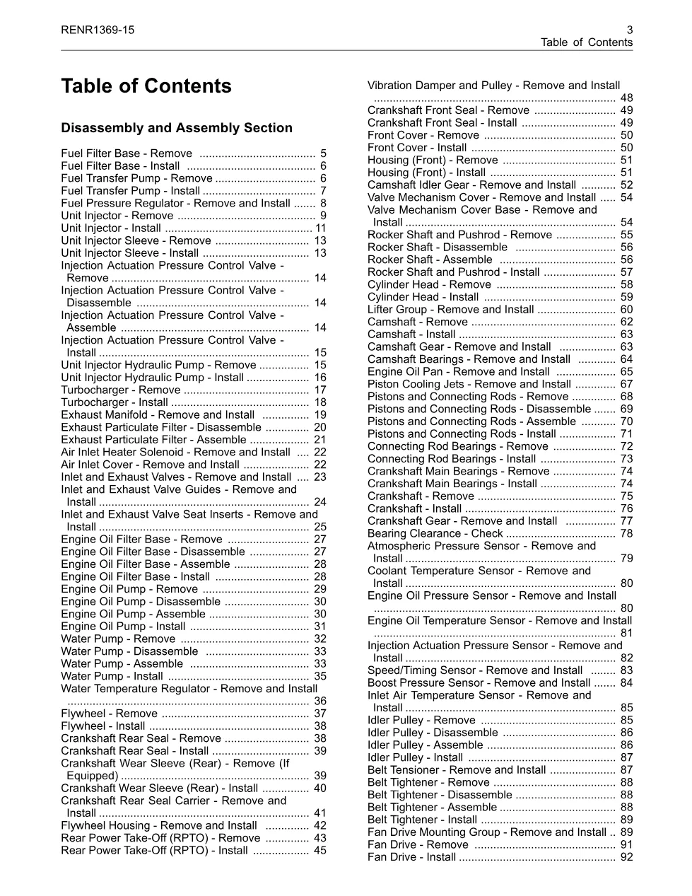 CAT 3126 Disassembly Assembly — Service Manual RENR1369-15 — PDF, - page 3 is available after signing in