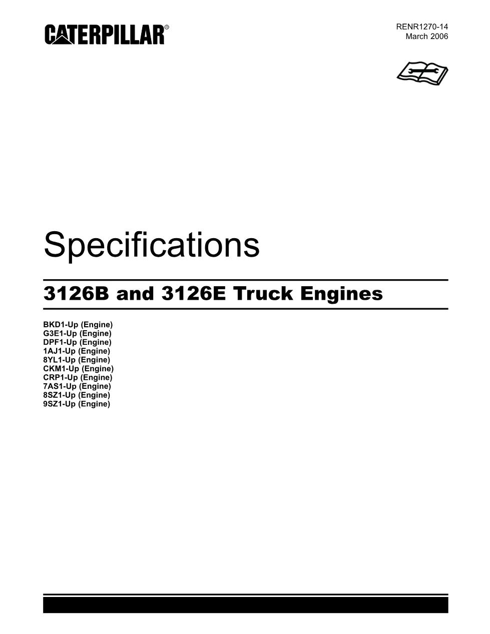 CAT 3126 Engine Specifications — RENR1270 Service Manual — PDF, - preview page 1 of 3