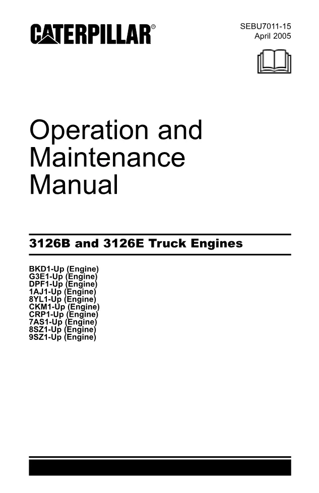 CAT 3126B 3126E Manual — Operation & Maintenance SEBU7011 — PDF, - preview page 1 of 3