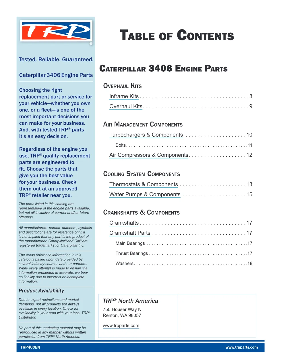Cat 3406 Engine Parts Manual — TRP400EN Aftermarket Cross – Guide - preview page 2 of 3