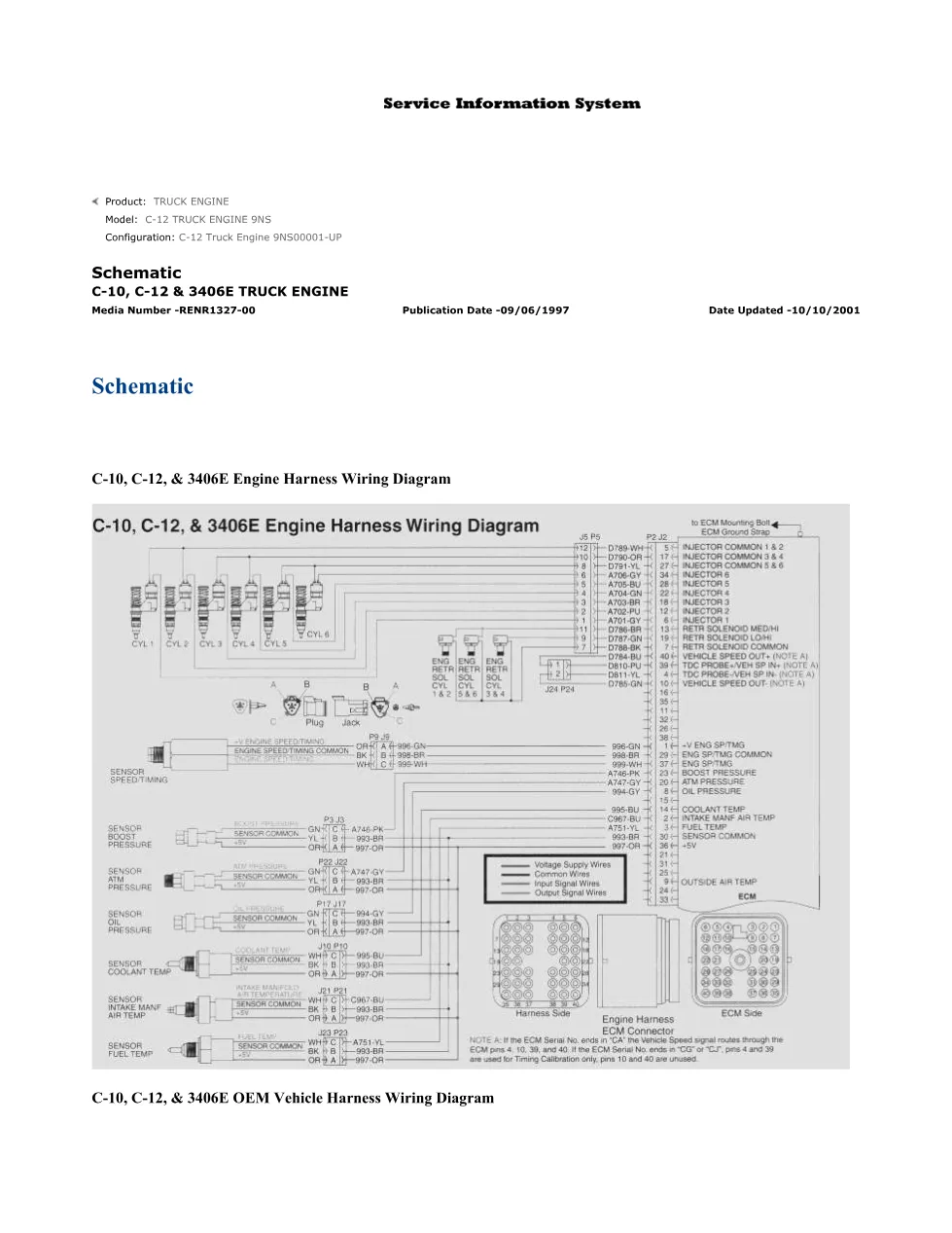 CAT 3406E C12 schematic — Wiring Diagram & Diagnostic Codes - preview page 1 of 2