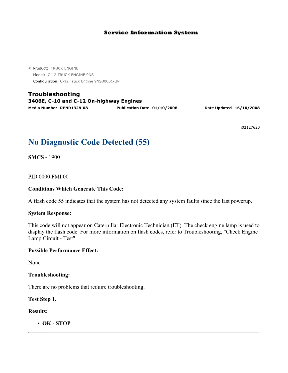 CAT 3406E Flash Code 55 — Troubleshooting Guide RENR1328-08 - page 1 is available after signing in