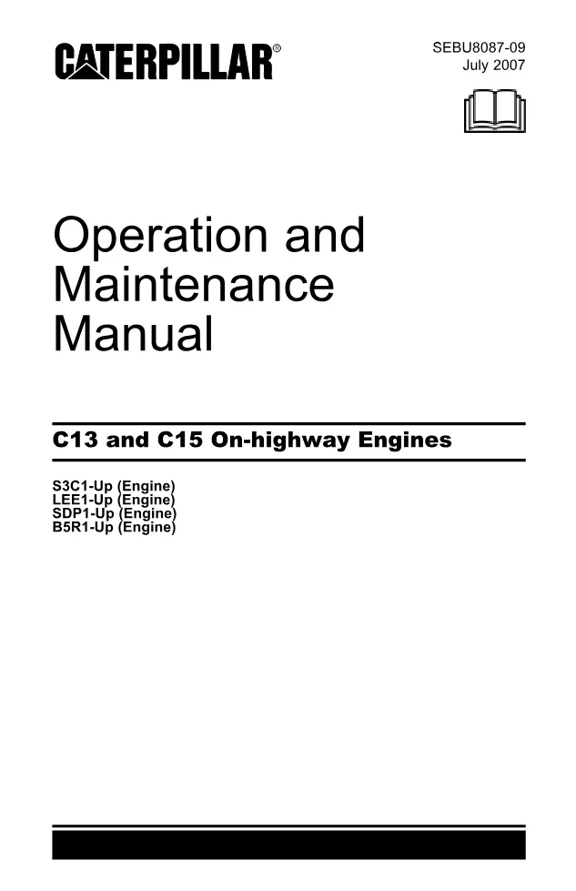 CAT C13 C15 Operation Maintenance — SEBU8087-09 — PDF, 256 Pages - preview page 1 of 3