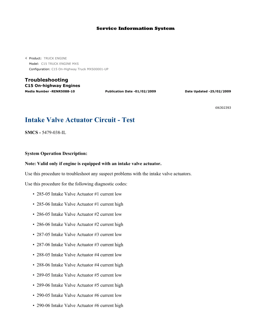 CAT C15 290-06 Actuator Troubleshooting — RENR5088-10 - preview page 2 of 3