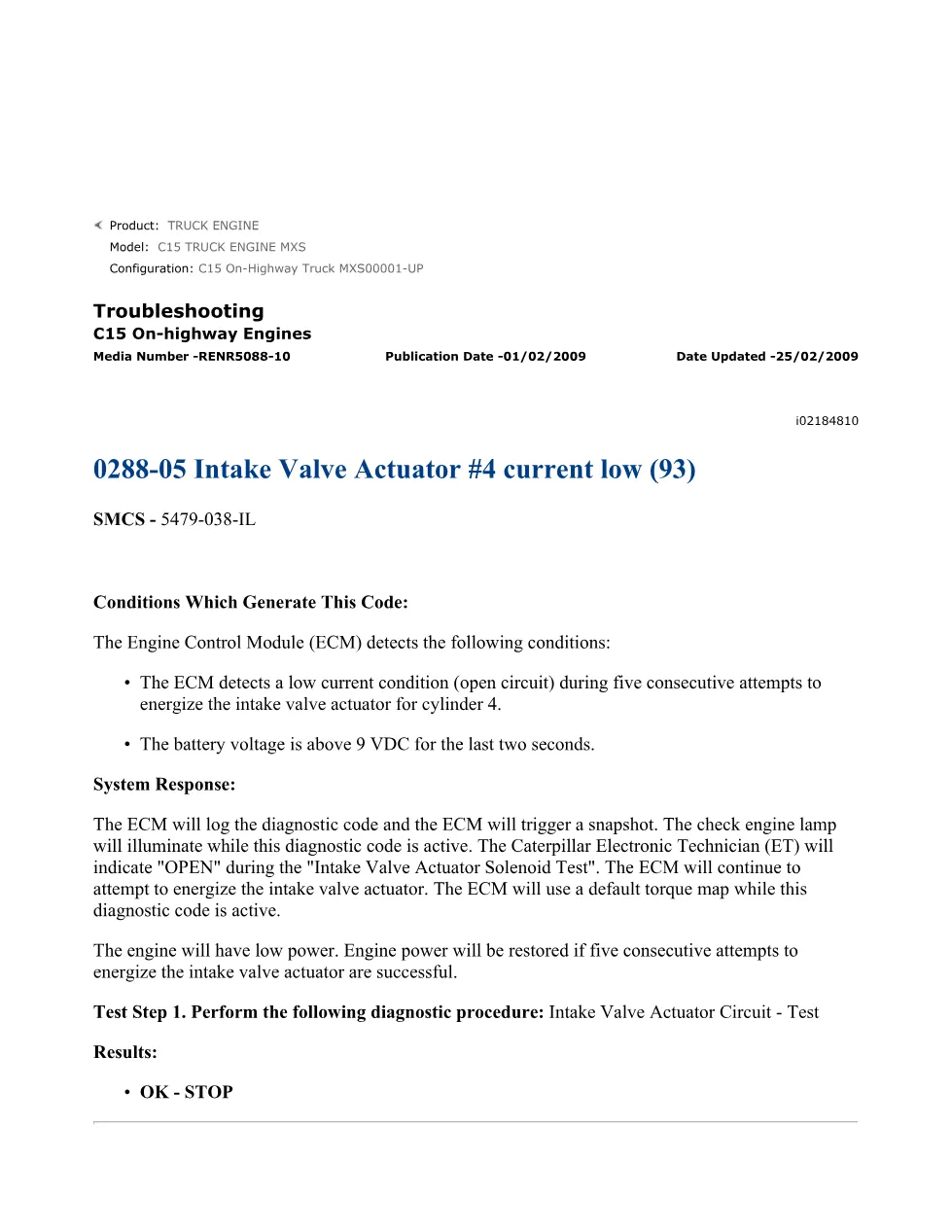 CAT C15 actuator troubleshooting — Troubleshooting RENR5088-10 - preview page 1 of 3