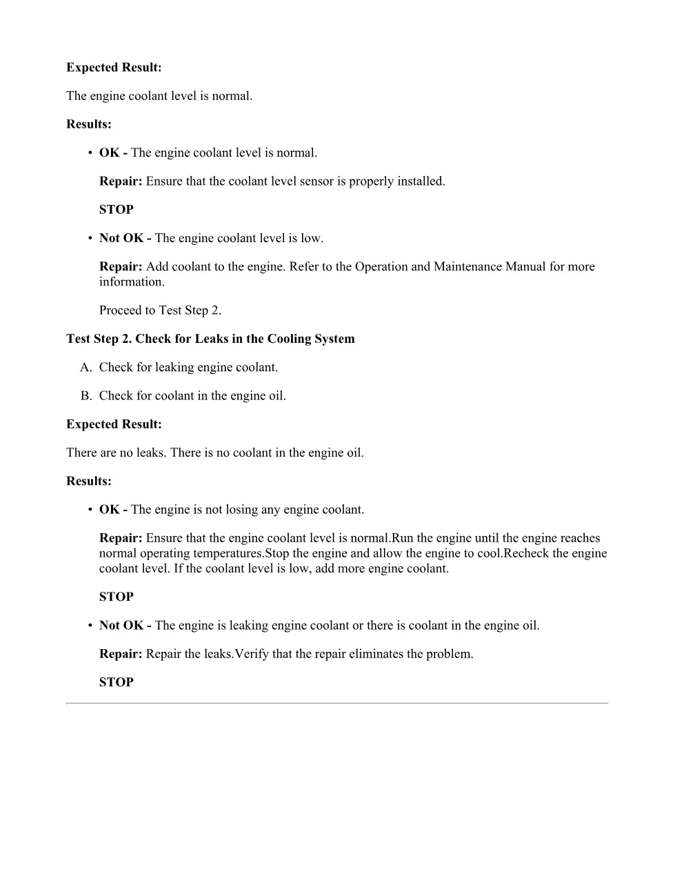 CAT C15 Coolant Warning — Troubleshooting Guide 0111-01 – Service - page 2 is available after signing in