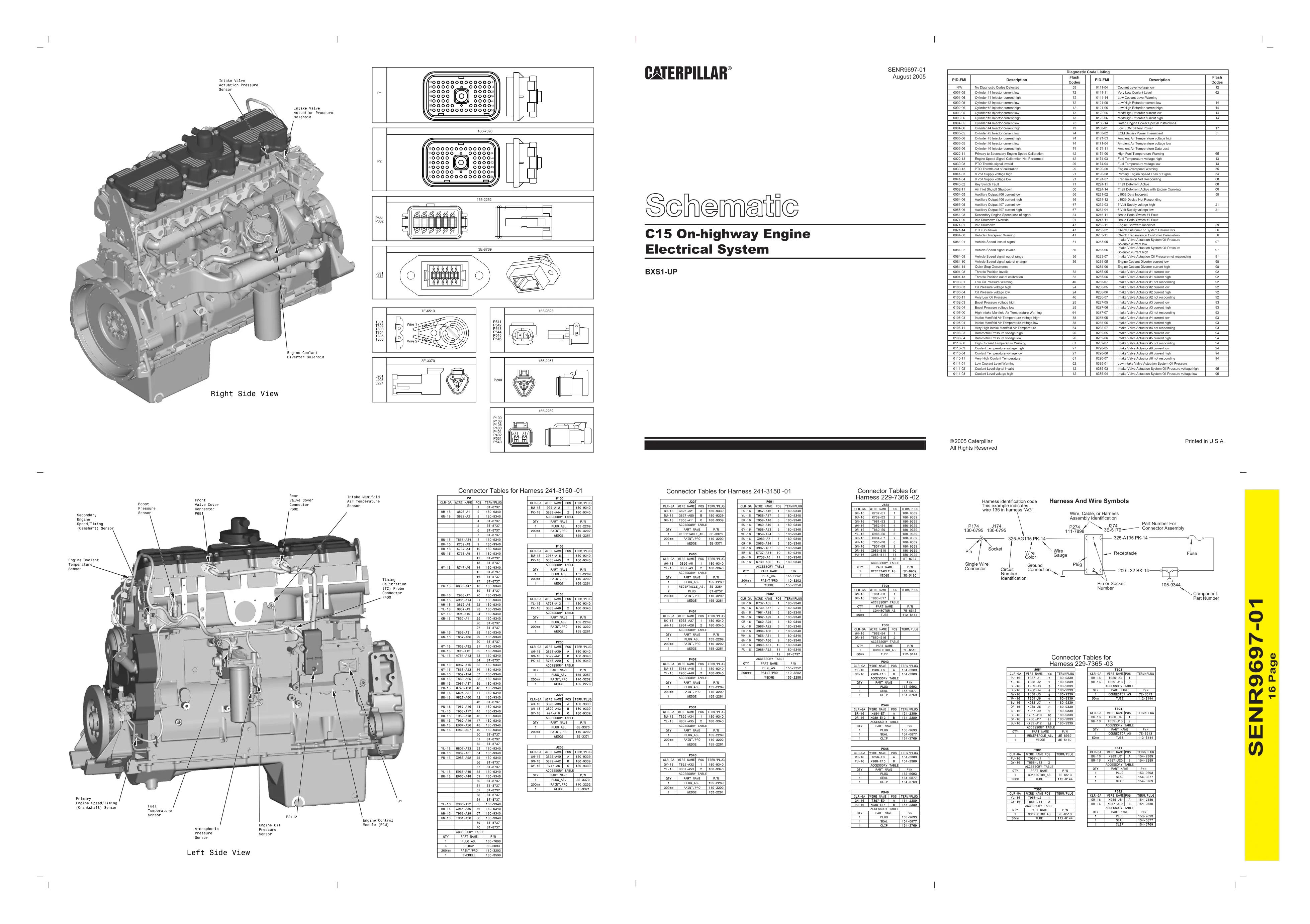 CAT C15 Electrical Schematic — Wiring Diagram SENR9697-01 — PDF, - preview page 1 of 2