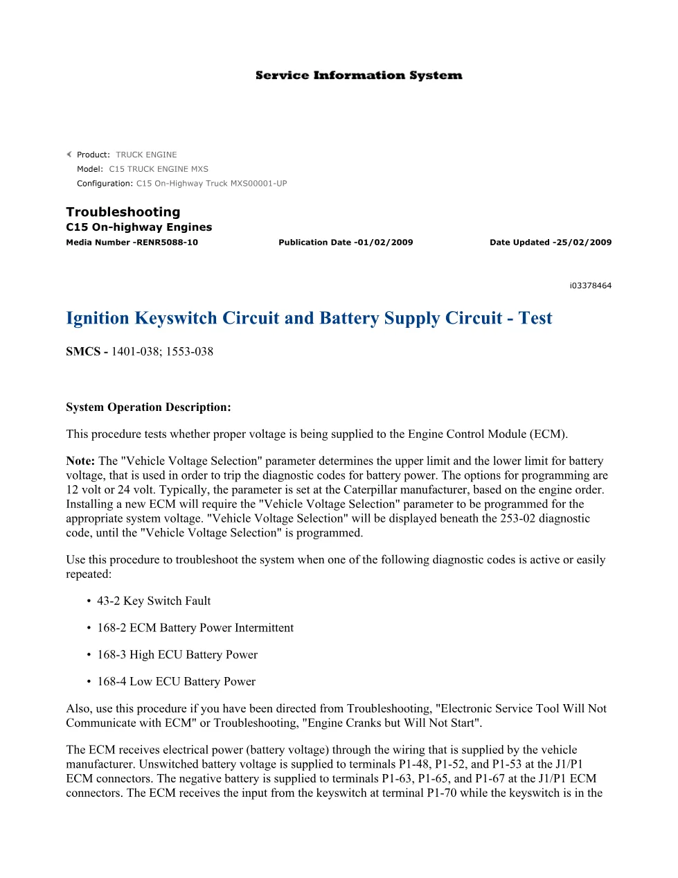 CAT C15 High Battery Troubleshooting — RENR5088-10 — PDF, 10 - preview page 2 of 3