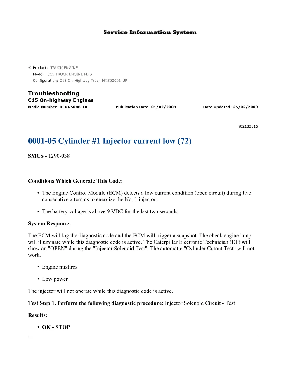 CAT C15 Injector Troubleshooting — RENR5088-10 — PDF, 17 Pages - preview page 1 of 3