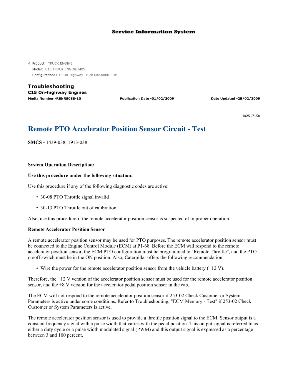 CAT C15 PTO Throttle Troubleshooting — RENR5088-10 — PDF, 14 - page 3 is available after signing in