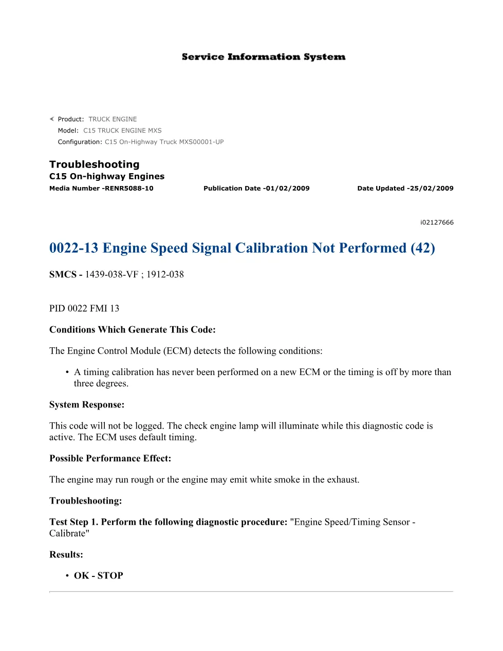 CAT C15 Timing Calibration Troubleshooting — RENR5088-10 — PDF, 9 - preview page 1 of 3