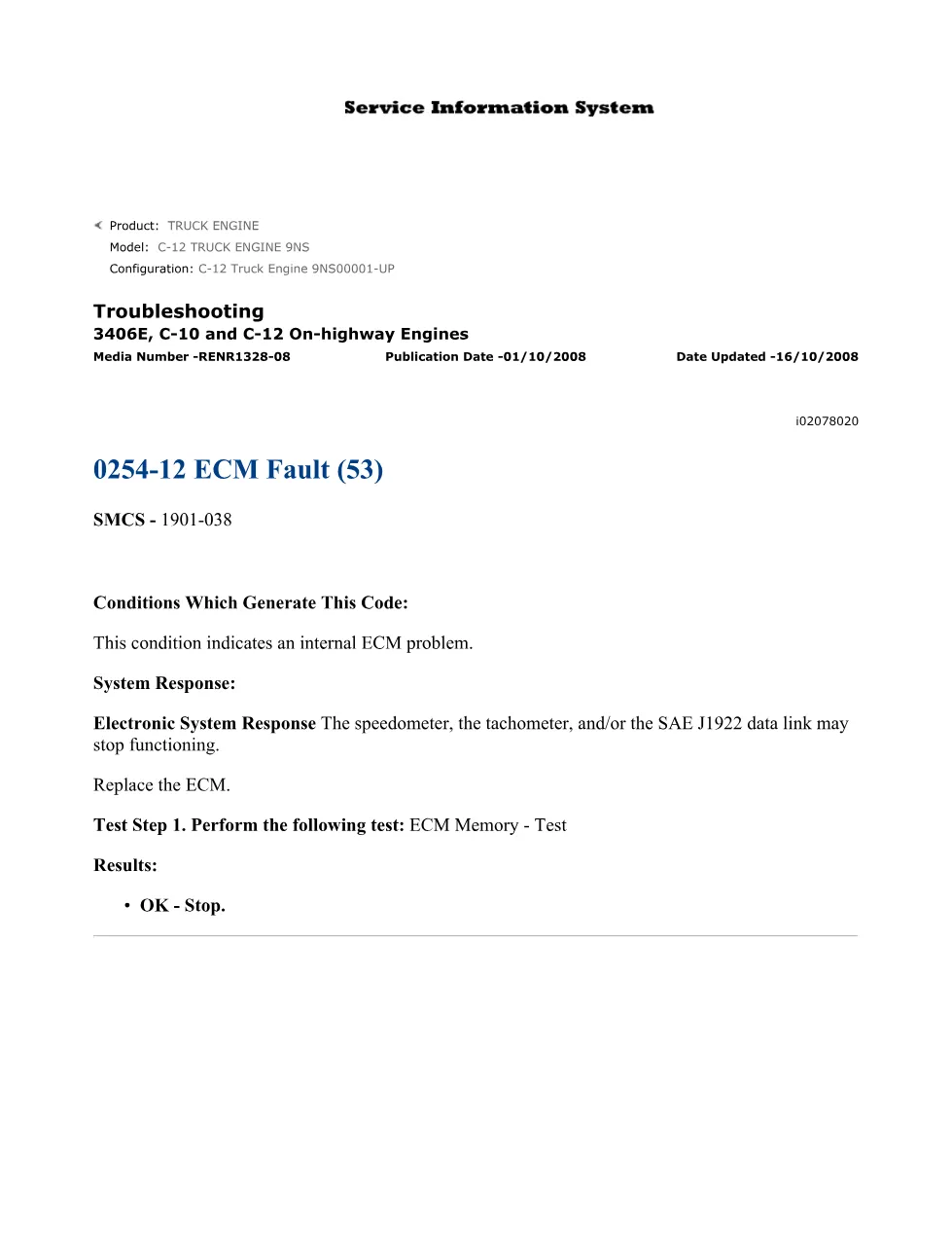 CAT ECM Fault 53 Troubleshooting — 3406E C-10 C-12 Engine DTC - page 1 is available after signing in