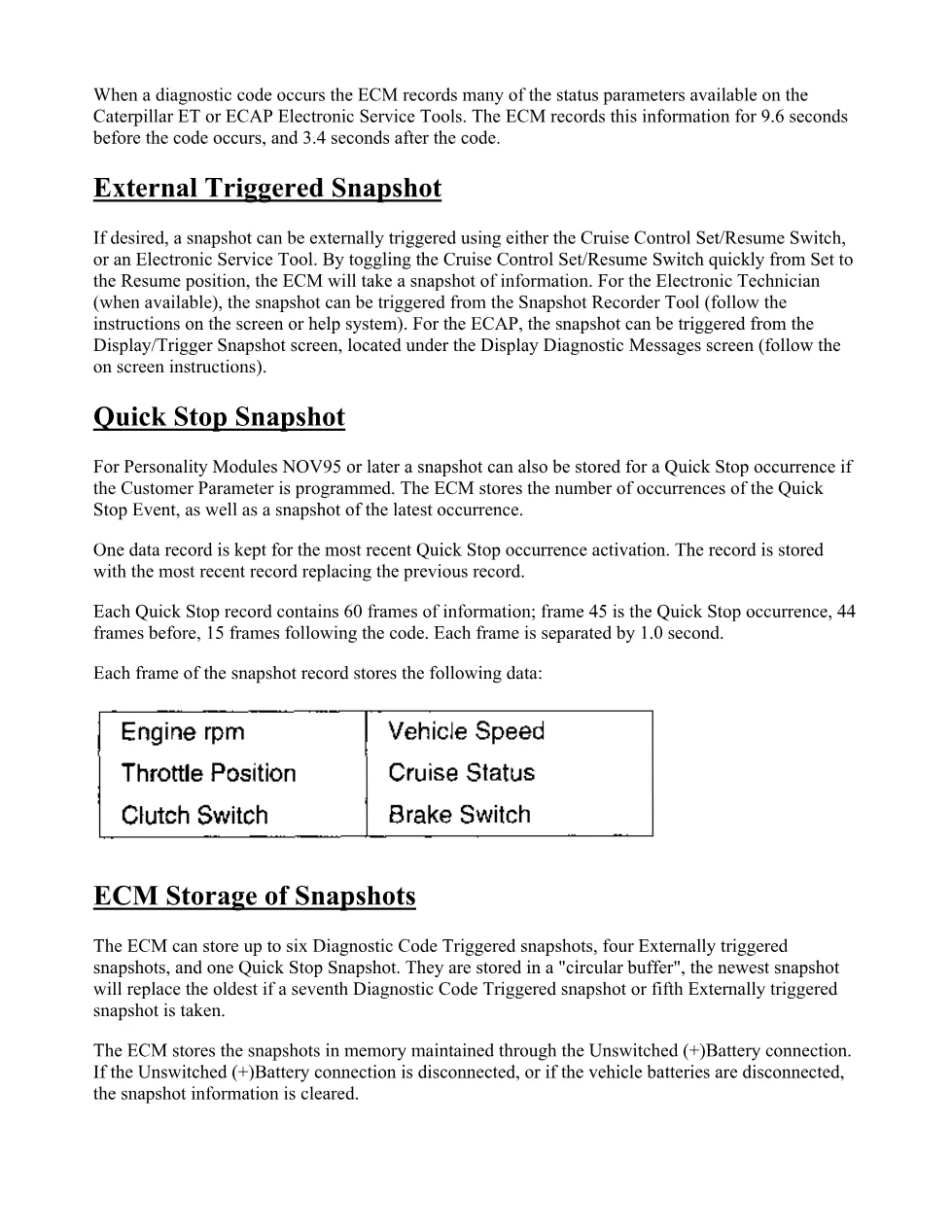 CAT ECM snapshot guide — 3406E C-10 C-12 3176B troubleshooting - preview page 2 of 3