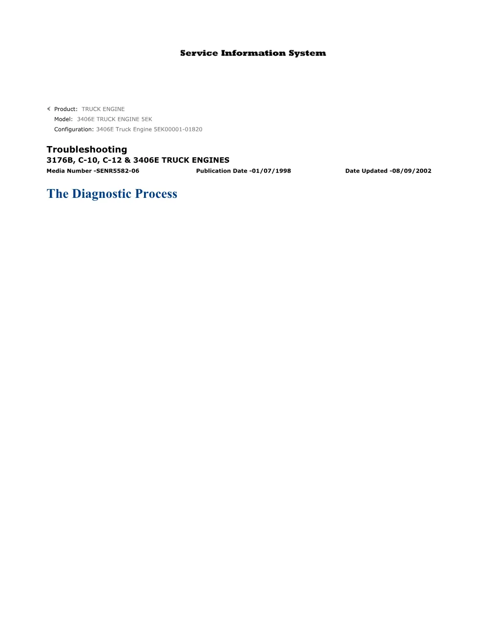 CAT Engine Diagnostic Process — 3176B, C-10, C-12 & 3406E – Guide - preview page 1 of 2