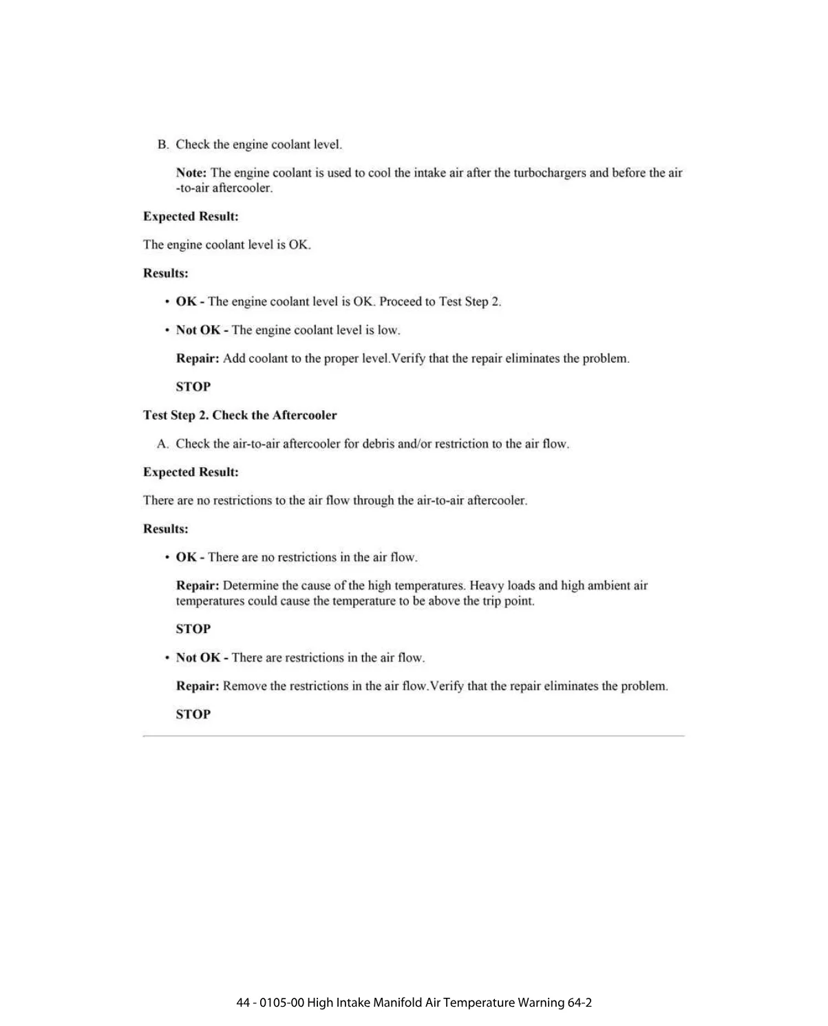 CAT Intake Manifold Temperature — DTC 0105-00 Warning Guide — C11 - page 2 is available after signing in