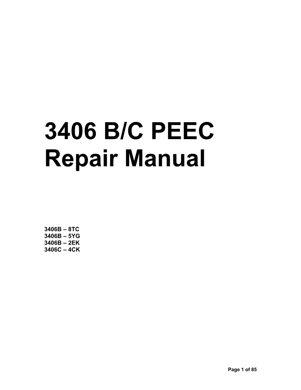 CAT PEEC Repair undefined document – CAT – 3406 B-C PEEC Repair - preview page 1 of 3