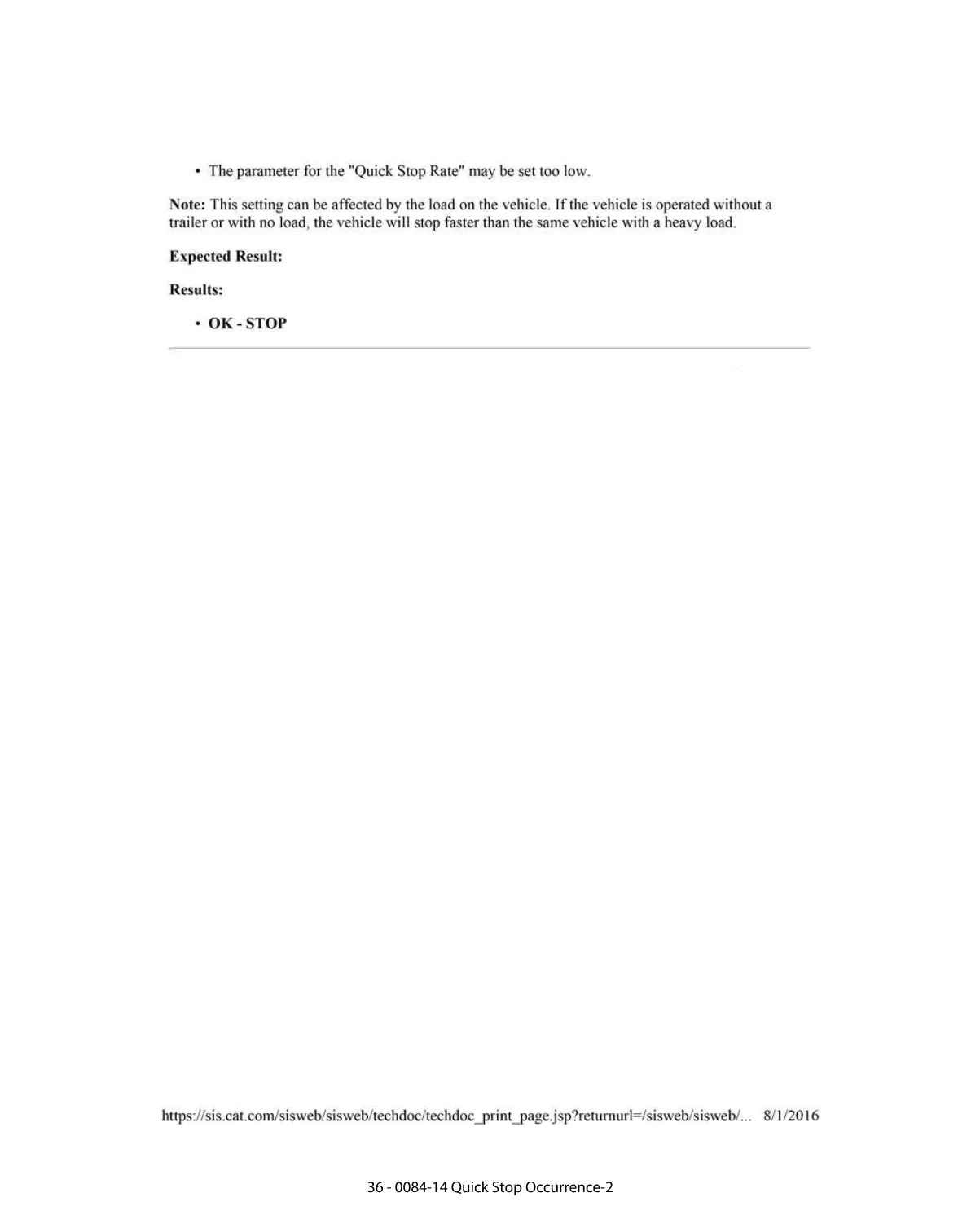 CAT Quick Stop Occurrence — DTC Reference 0084-14 — C11 C13 C15 - page 2 is available after signing in