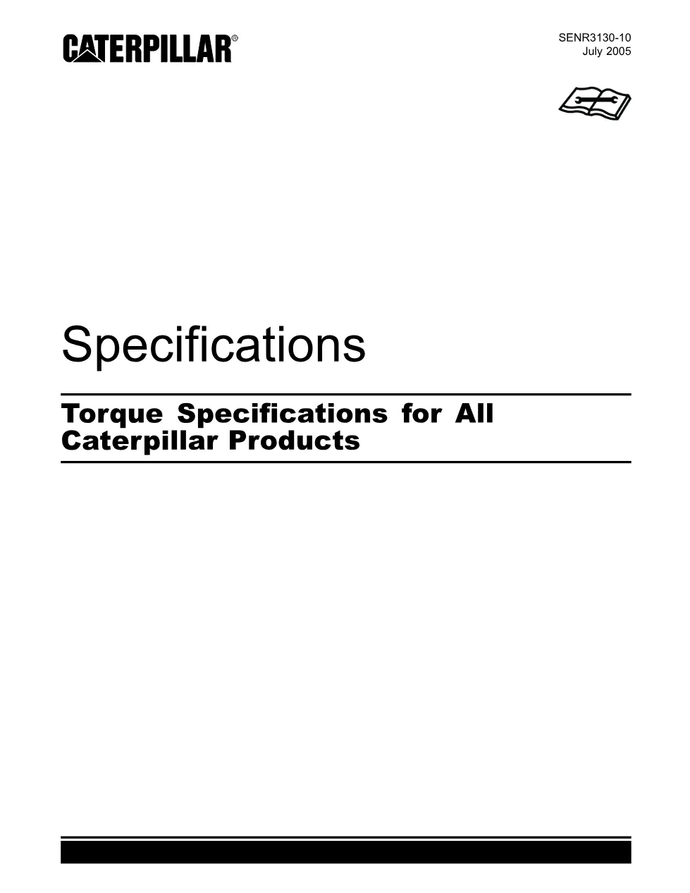 CAT Torque Specifications Manual — SENR3130-10 — PDF, 20 Pages - preview page 1 of 3