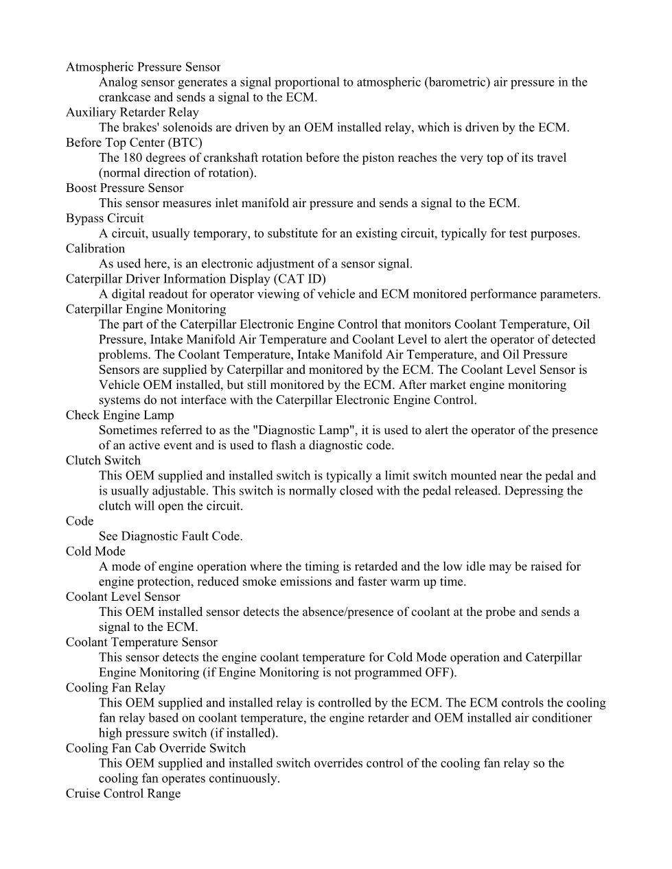 Caterpillar engine glossary terms — 3406E C-10 C-12 3176B – Guide - preview page 2 of 6