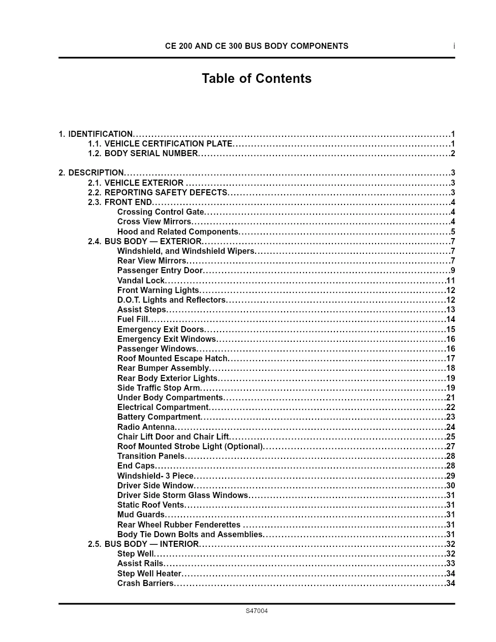 CityStar cab manual — CE 200 & CE 300 Bus Body Service Manual - page 3 is available after signing in