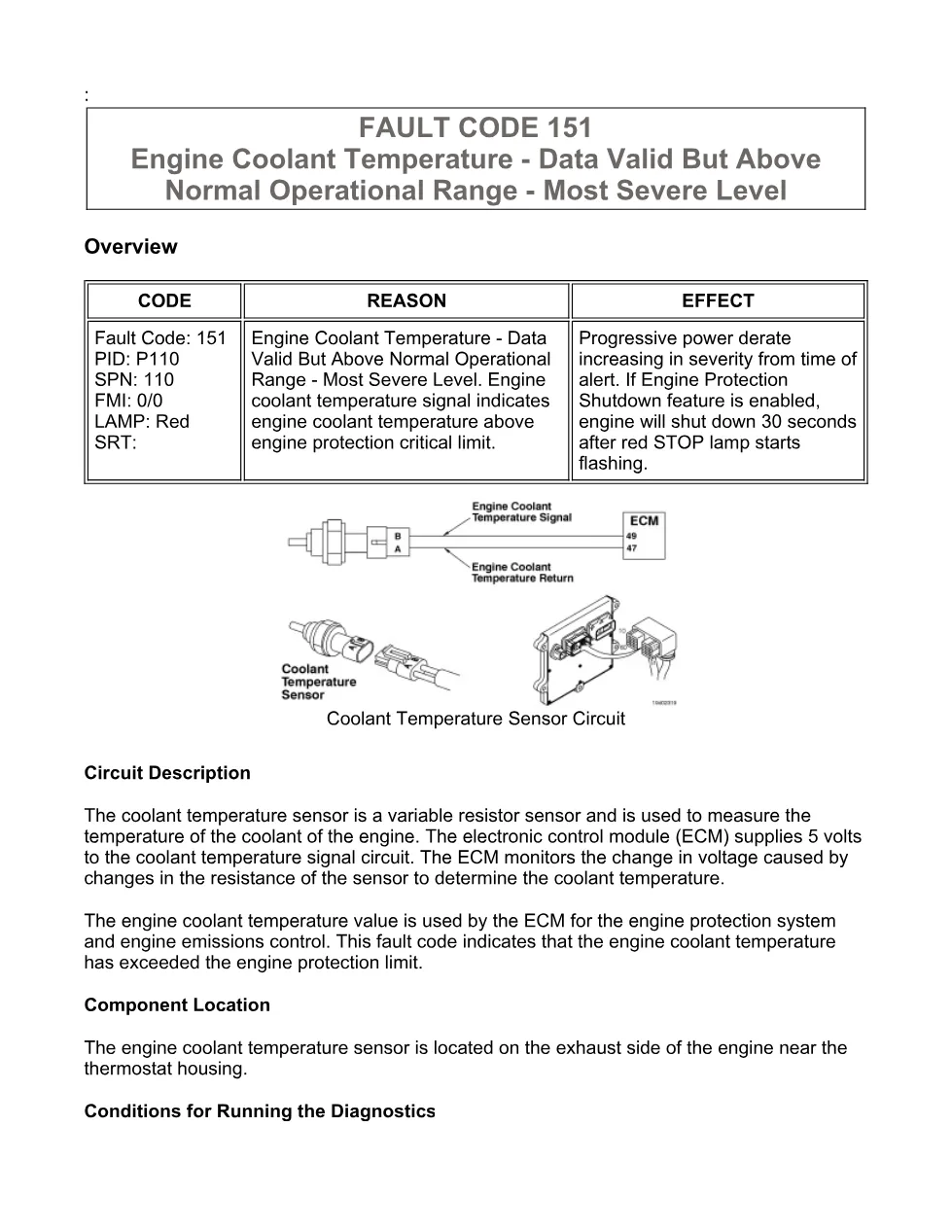 code 151 DTCs Diagnostic Procedure — ISB6.7 CM2150 - preview page 1 of 3