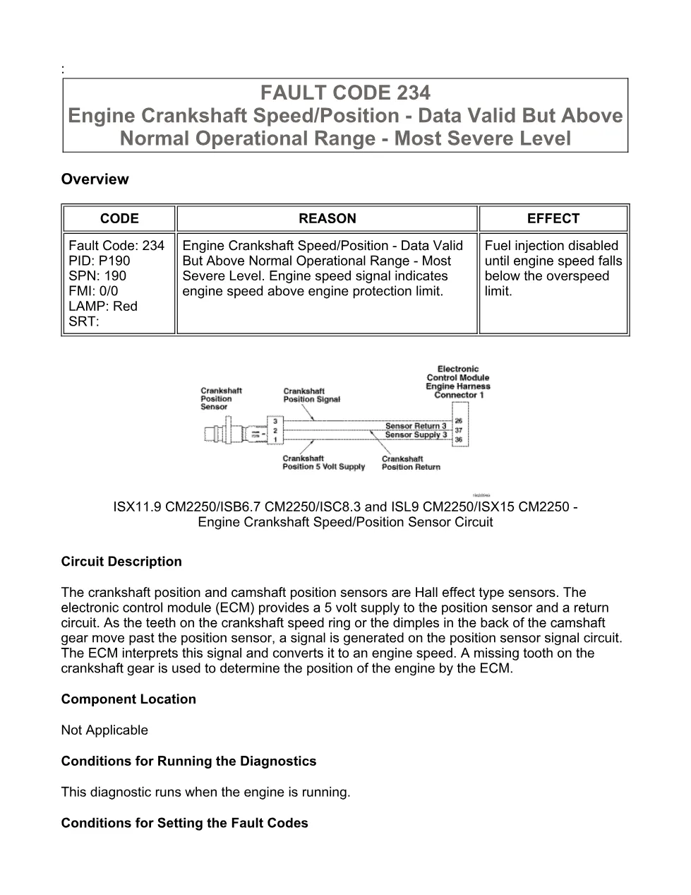 code 234 DTCs manual — Engine Crankshaft Speed/Position - preview page 1 of 6