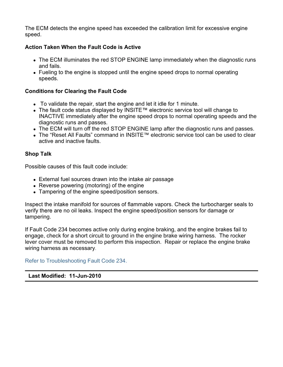 code 234 DTCs manual — Engine Crankshaft Speed/Position - preview page 2 of 6