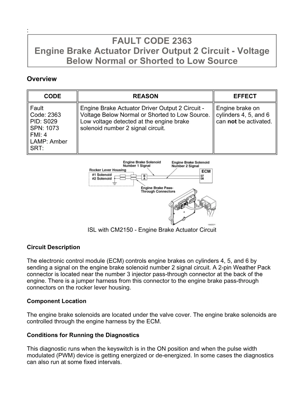 code 2363 DTCs troubleshooting manual — Engine Brake - preview page 1 of 3