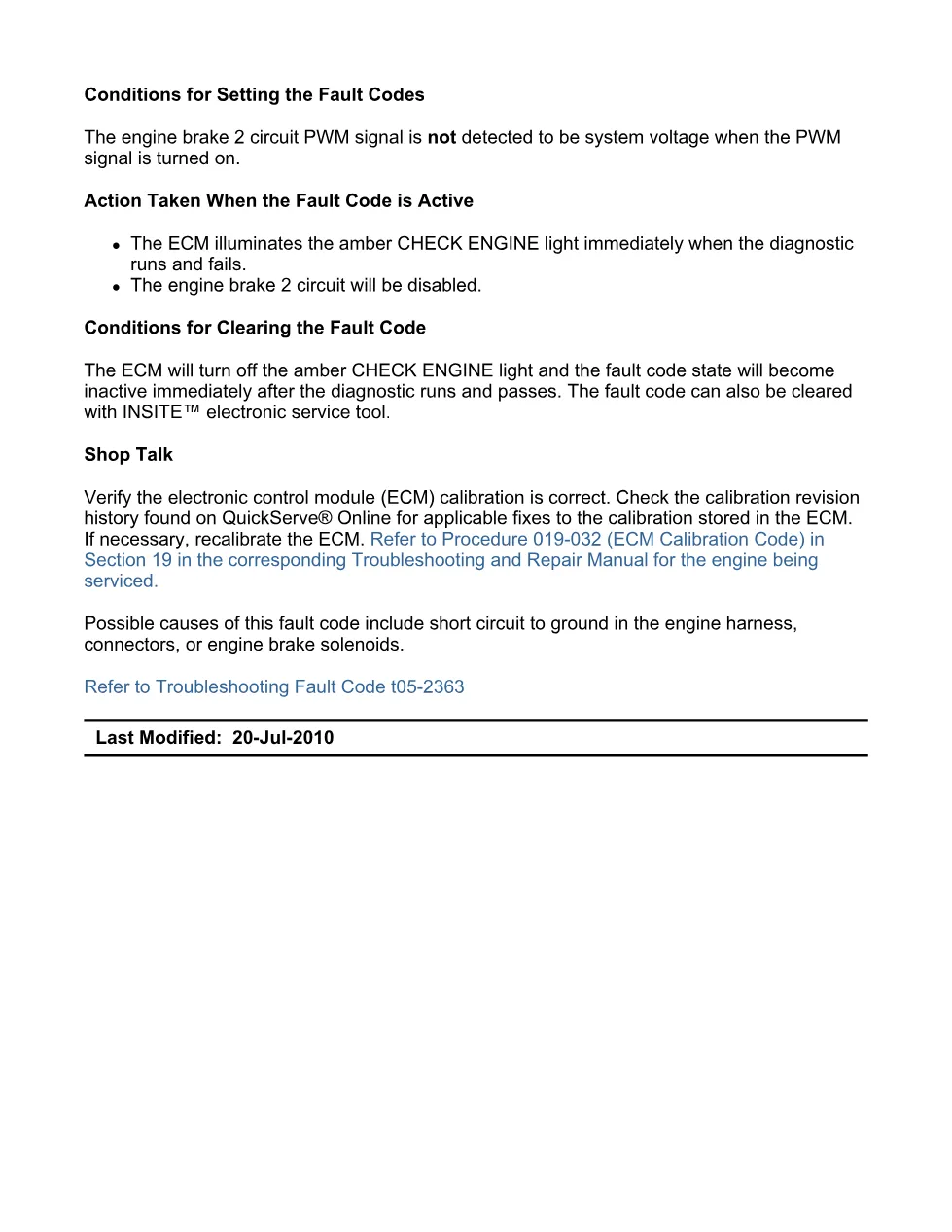 code 2363 DTCs troubleshooting manual — Engine Brake - preview page 2 of 3